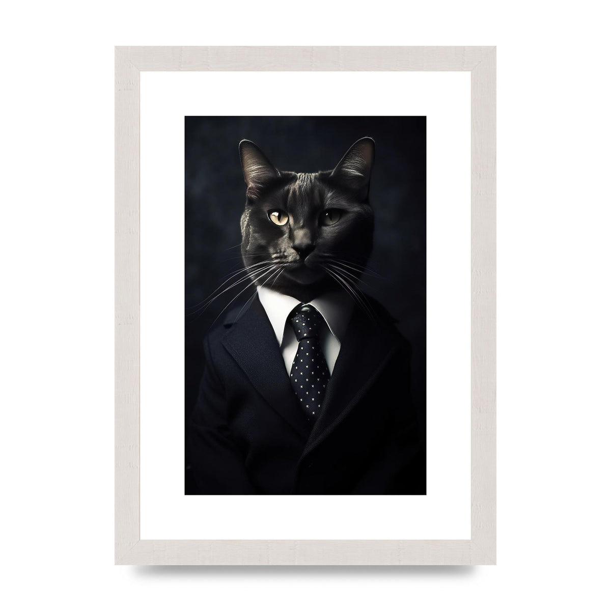 Distinguished Cat in Suit Portrait - Unique Feline Wall Art