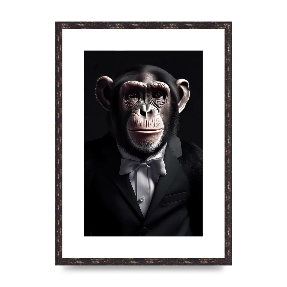 Chimpanzee in Suit Portrait - Sophisticated Animal Wall Art
