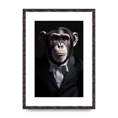 Chimpanzee in Suit Portrait - Sophisticated Animal Wall Art