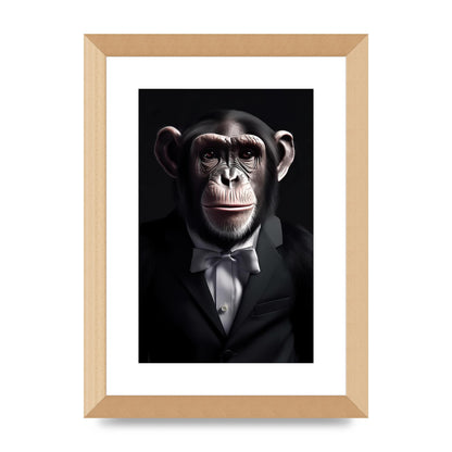 Chimpanzee in Suit Portrait - Sophisticated Animal Wall Art