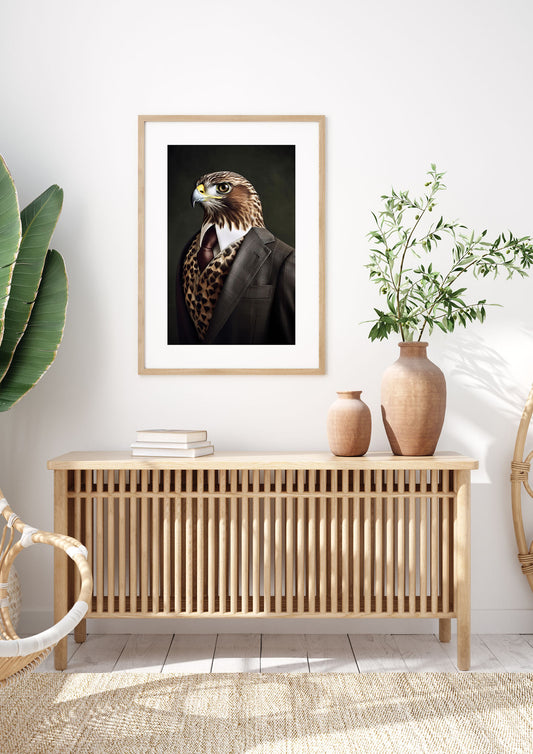 Regal Eagle in Suit Wall Art - Majestic Animal Portrait