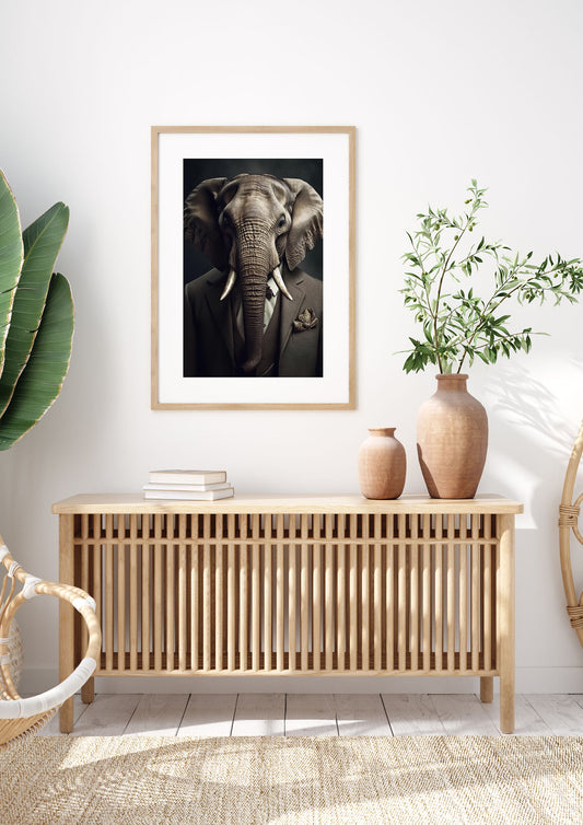 Elephant in Business Attire - Distinctive Animal Portrait