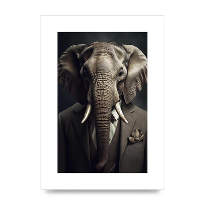 Elephant in Business Attire - Distinctive Animal Portrait