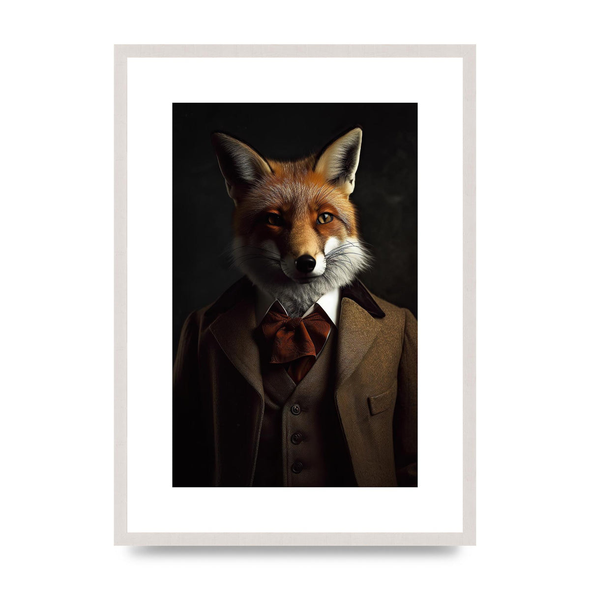 Sleek Fox in Dapper Suit Art Print - Blending Wildlife and Elegance