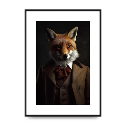 Sleek Fox in Dapper Suit Art Print - Blending Wildlife and Elegance