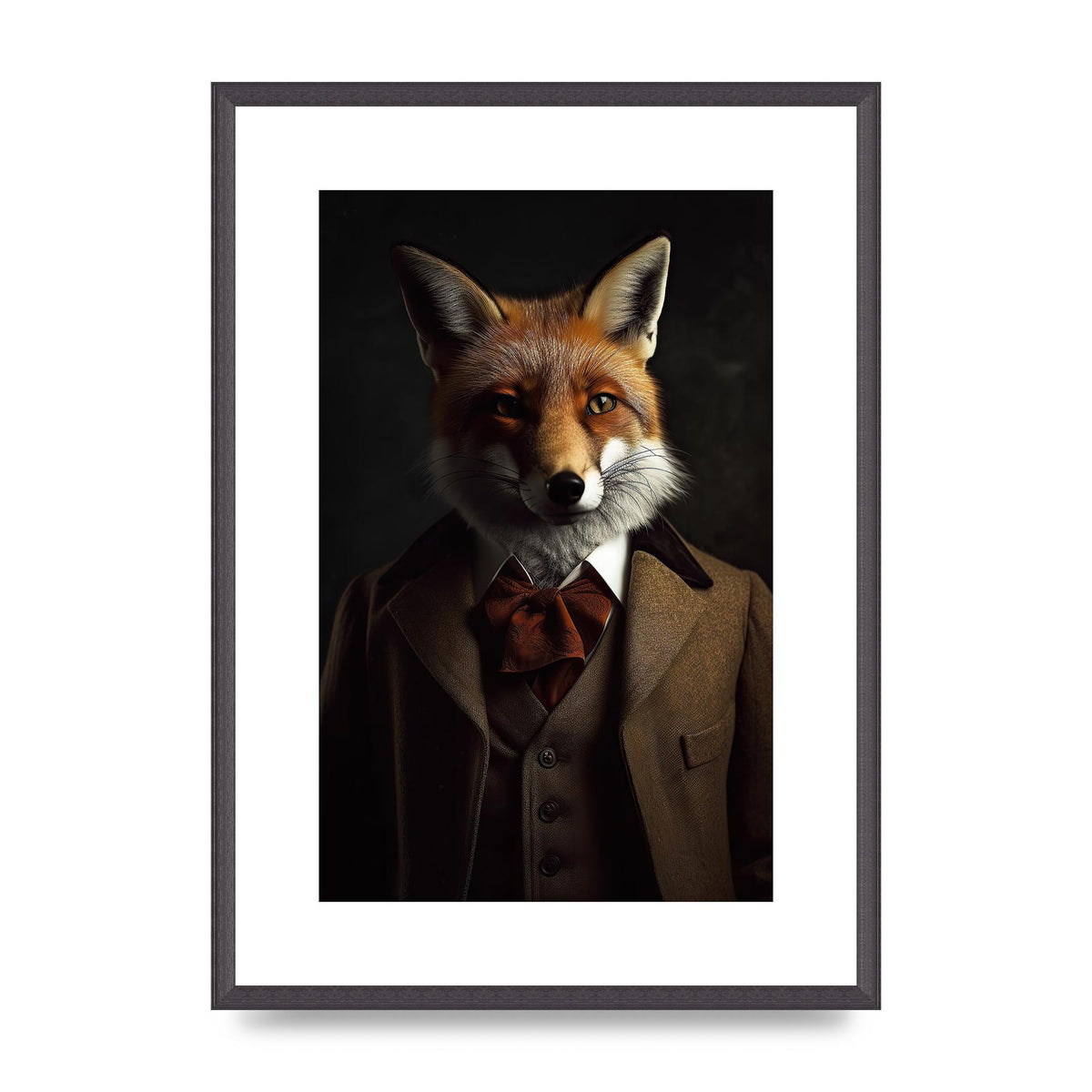 Sleek Fox in Dapper Suit Art Print - Blending Wildlife and Elegance
