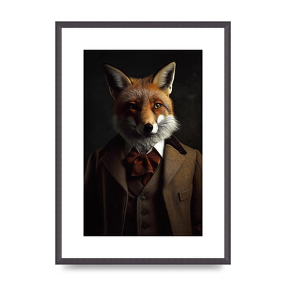 Sleek Fox in Dapper Suit Art Print - Blending Wildlife and Elegance