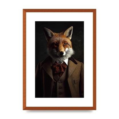 Sleek Fox in Dapper Suit Art Print - Blending Wildlife and Elegance