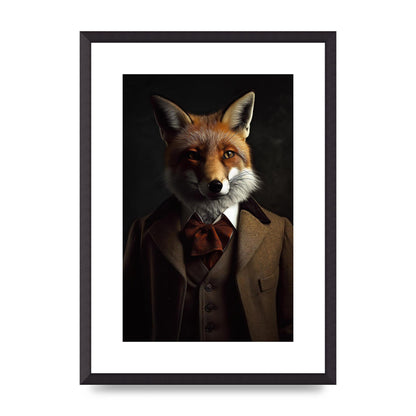 Sleek Fox in Dapper Suit Art Print - Blending Wildlife and Elegance