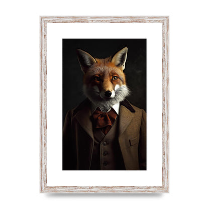 Sleek Fox in Dapper Suit Art Print - Blending Wildlife and Elegance