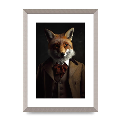 Sleek Fox in Dapper Suit Art Print - Blending Wildlife and Elegance
