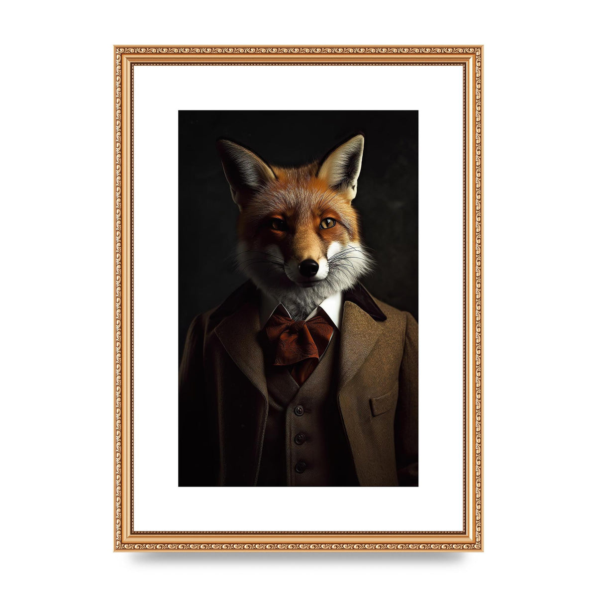 Sleek Fox in Dapper Suit Art Print - Blending Wildlife and Elegance