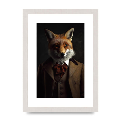 Sleek Fox in Dapper Suit Art Print - Blending Wildlife and Elegance
