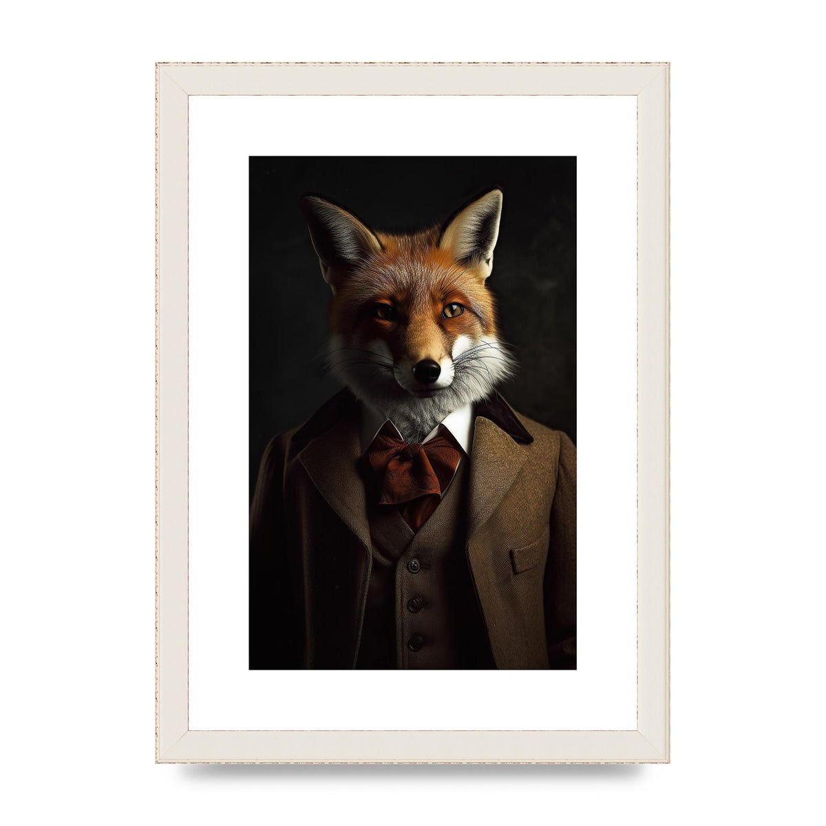 Sleek Fox in Dapper Suit Art Print - Blending Wildlife and Elegance