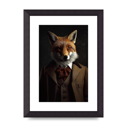 Sleek Fox in Dapper Suit Art Print - Blending Wildlife and Elegance