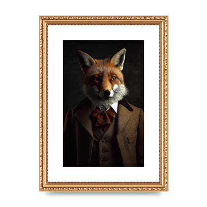 Sleek Fox in Dapper Suit Art Print - Blending Wildlife and Elegance