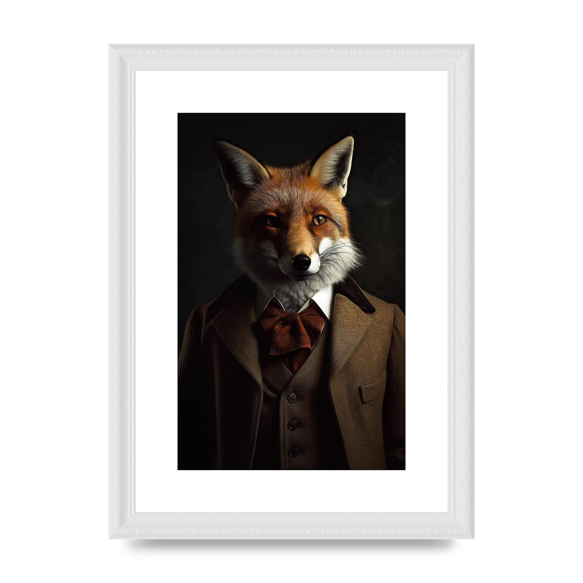 Sleek Fox in Dapper Suit Art Print - Blending Wildlife and Elegance