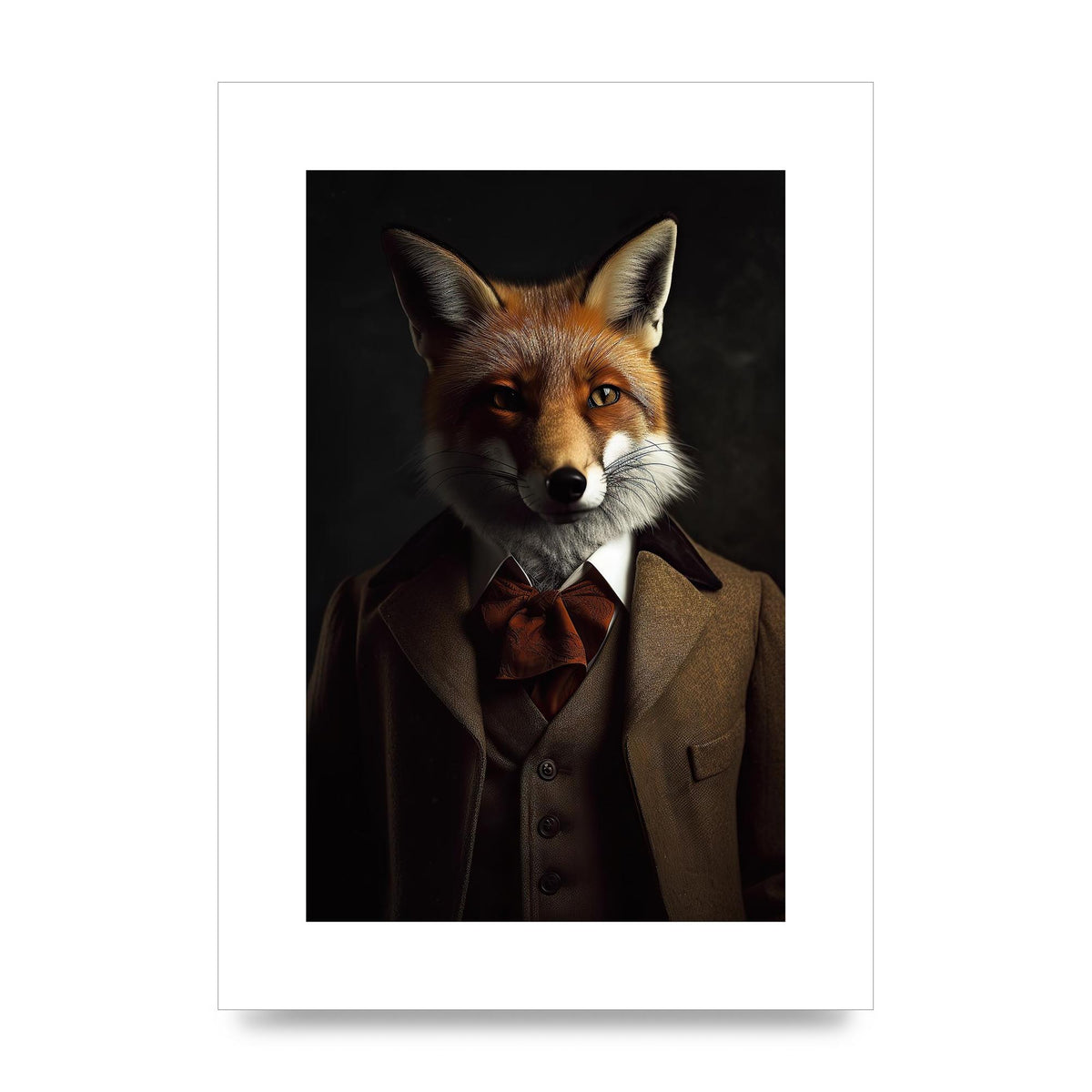 Sleek Fox in Dapper Suit Art Print - Blending Wildlife and Elegance