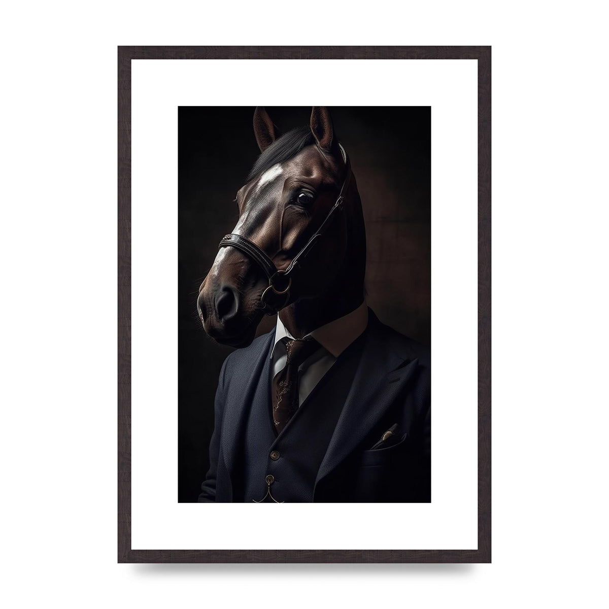 Sophisticated Horse Portrait in Blue Suit: Classy Animal Art