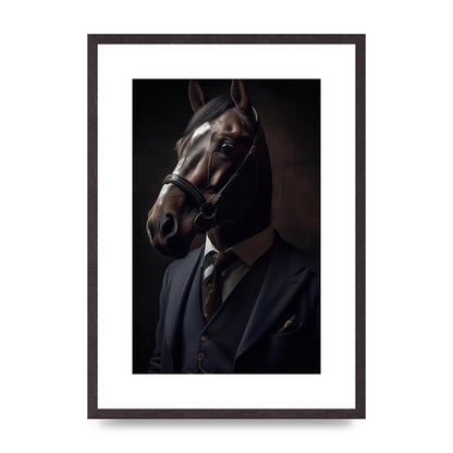Sophisticated Horse Portrait in Blue Suit: Classy Animal Art