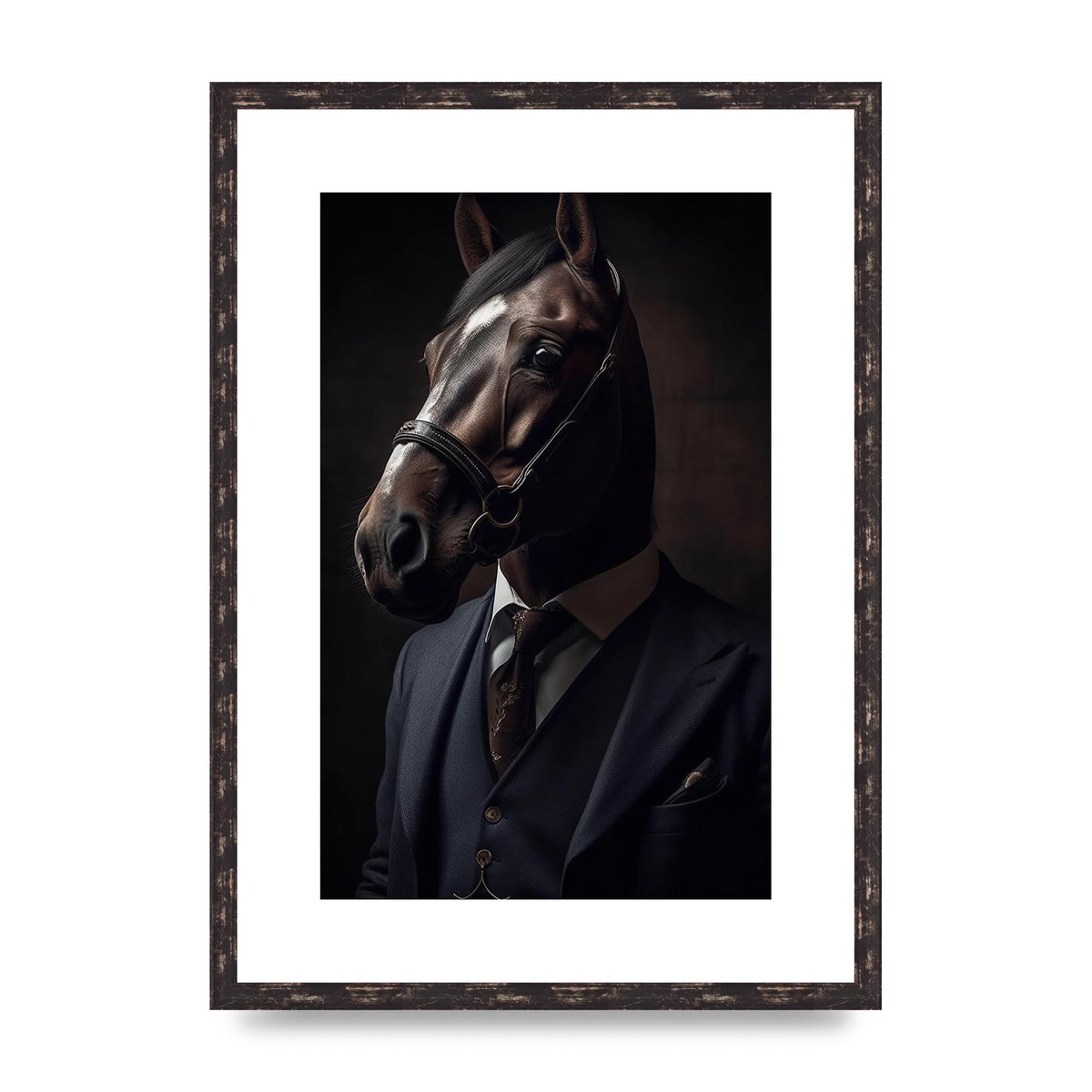 Sophisticated Horse Portrait in Blue Suit: Classy Animal Art
