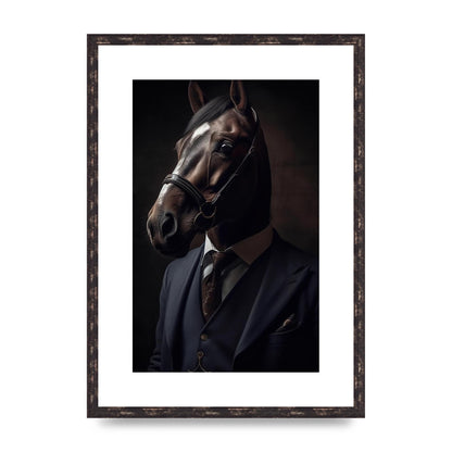 Sophisticated Horse Portrait in Blue Suit: Classy Animal Art