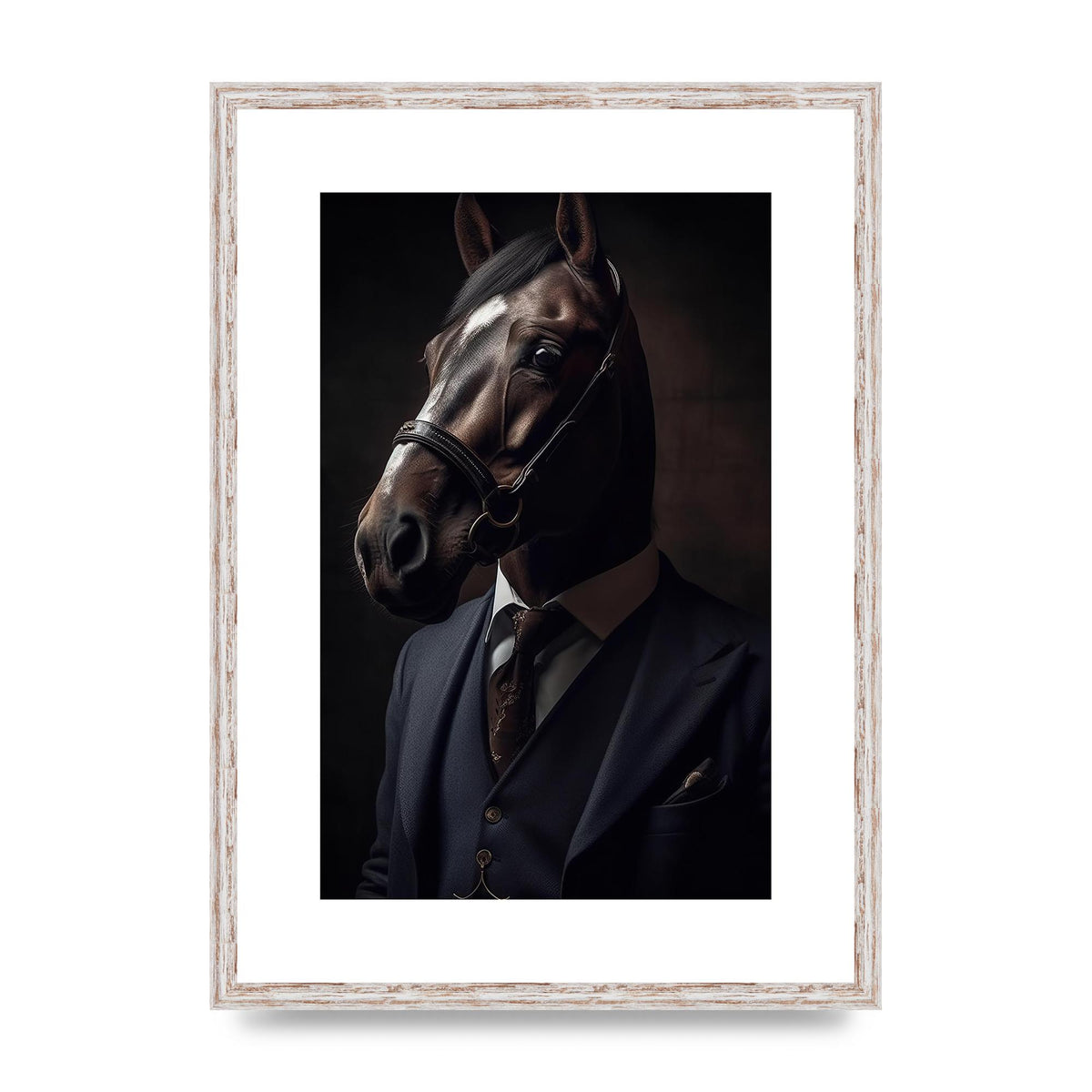 Sophisticated Horse Portrait in Blue Suit: Classy Animal Art