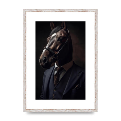 Sophisticated Horse Portrait in Blue Suit: Classy Animal Art