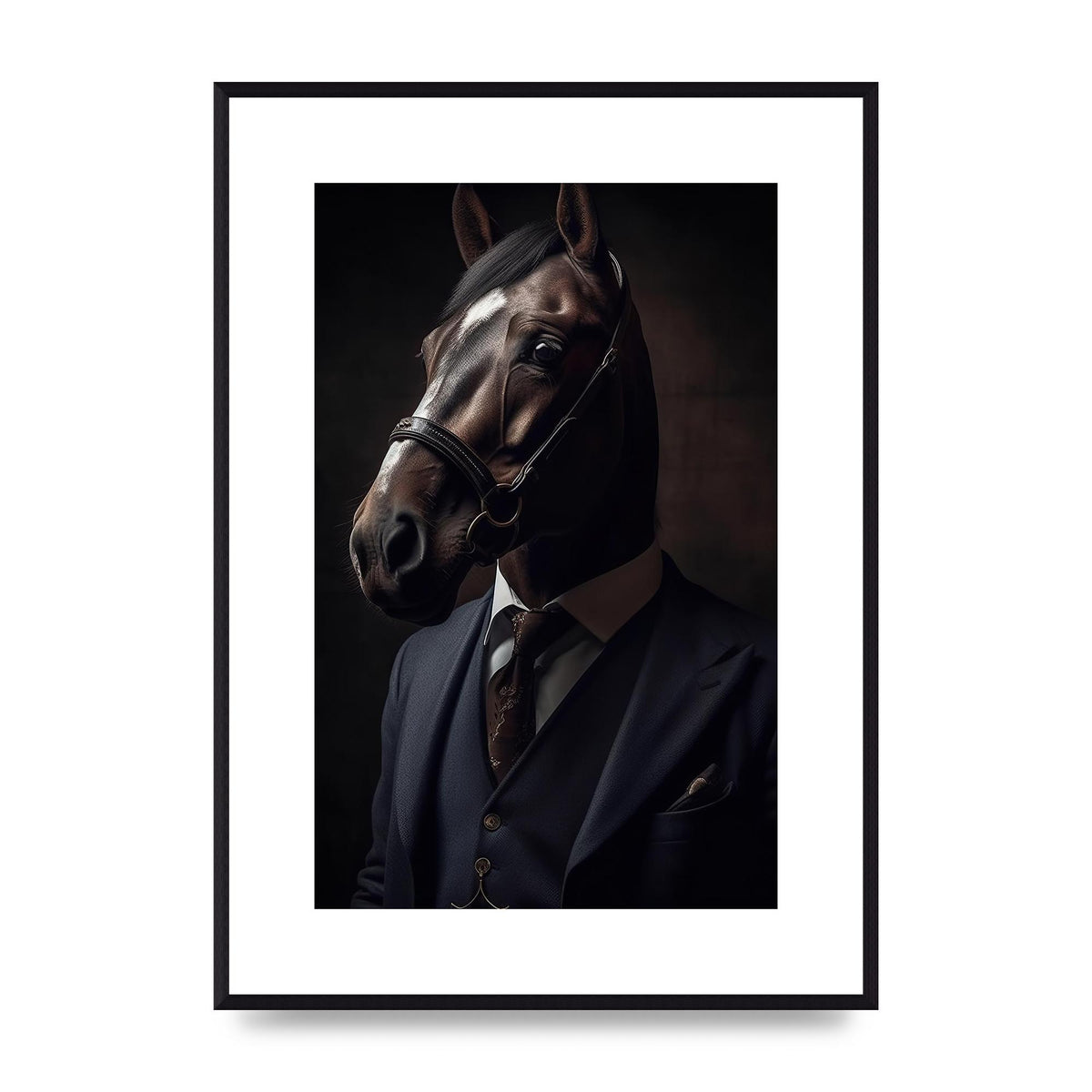Sophisticated Horse Portrait in Blue Suit: Classy Animal Art