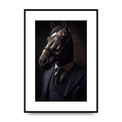 Sophisticated Horse Portrait in Blue Suit: Classy Animal Art