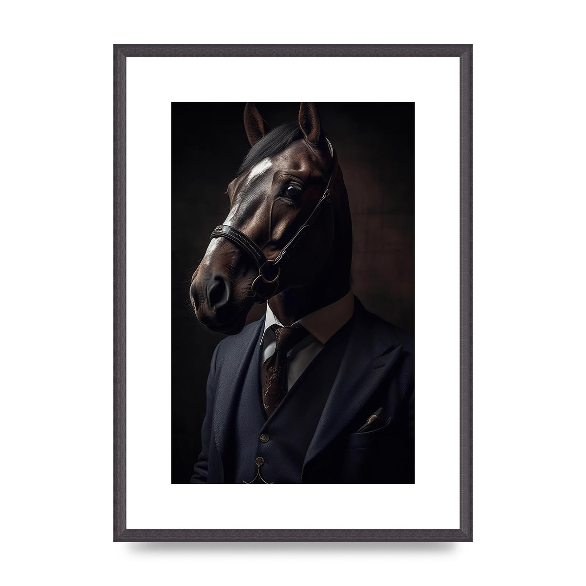 Sophisticated Horse Portrait in Blue Suit: Classy Animal Art