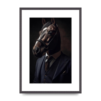 Sophisticated Horse Portrait in Blue Suit: Classy Animal Art