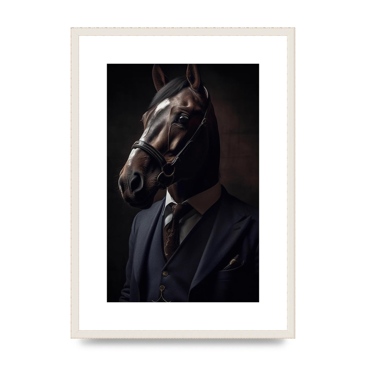 Sophisticated Horse Portrait in Blue Suit: Classy Animal Art