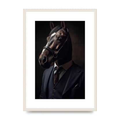 Sophisticated Horse Portrait in Blue Suit: Classy Animal Art