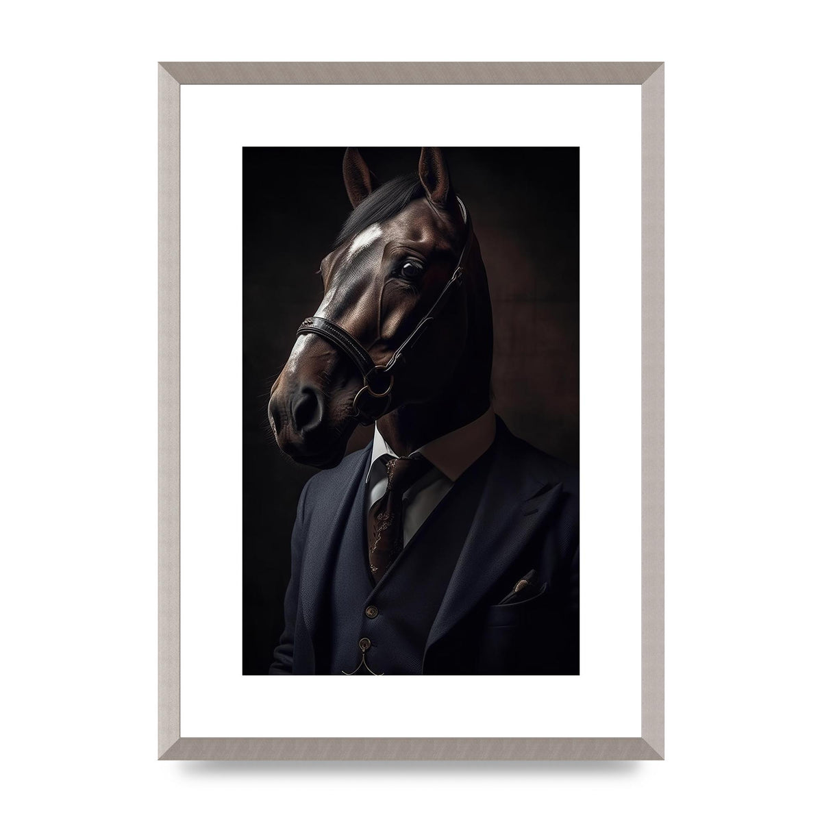 Sophisticated Horse Portrait in Blue Suit: Classy Animal Art