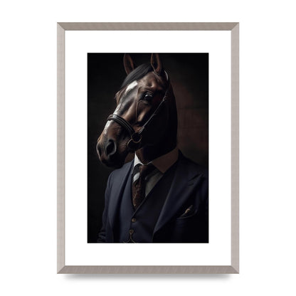 Sophisticated Horse Portrait in Blue Suit: Classy Animal Art