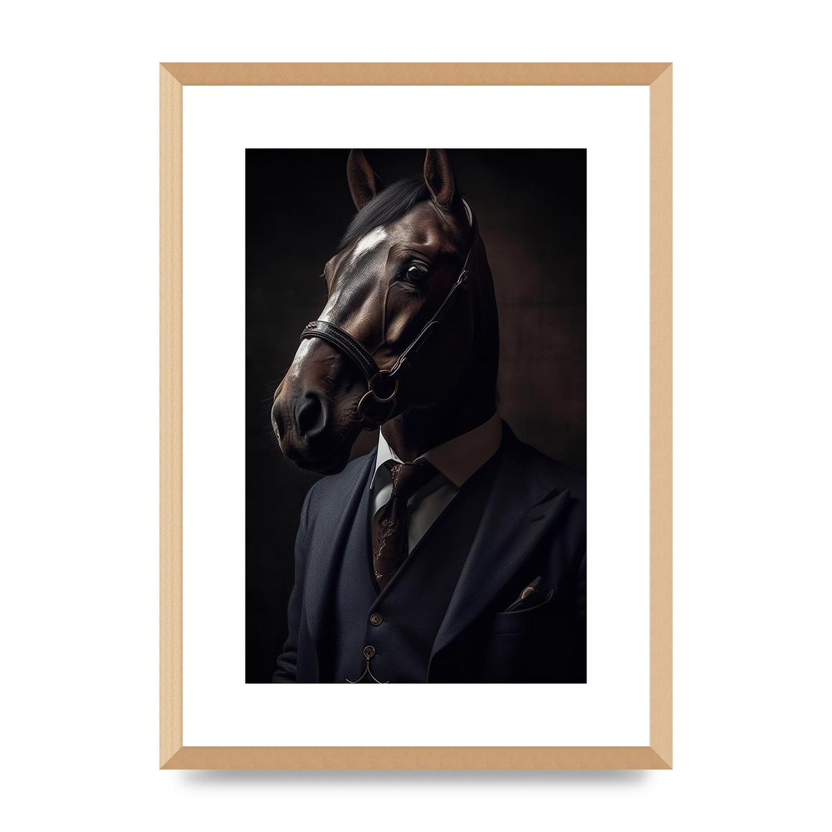 Sophisticated Horse Portrait in Blue Suit: Classy Animal Art