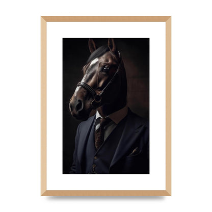Sophisticated Horse Portrait in Blue Suit: Classy Animal Art