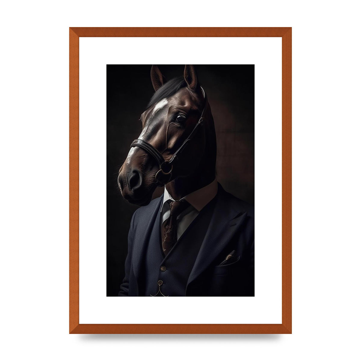 Sophisticated Horse Portrait in Blue Suit: Classy Animal Art