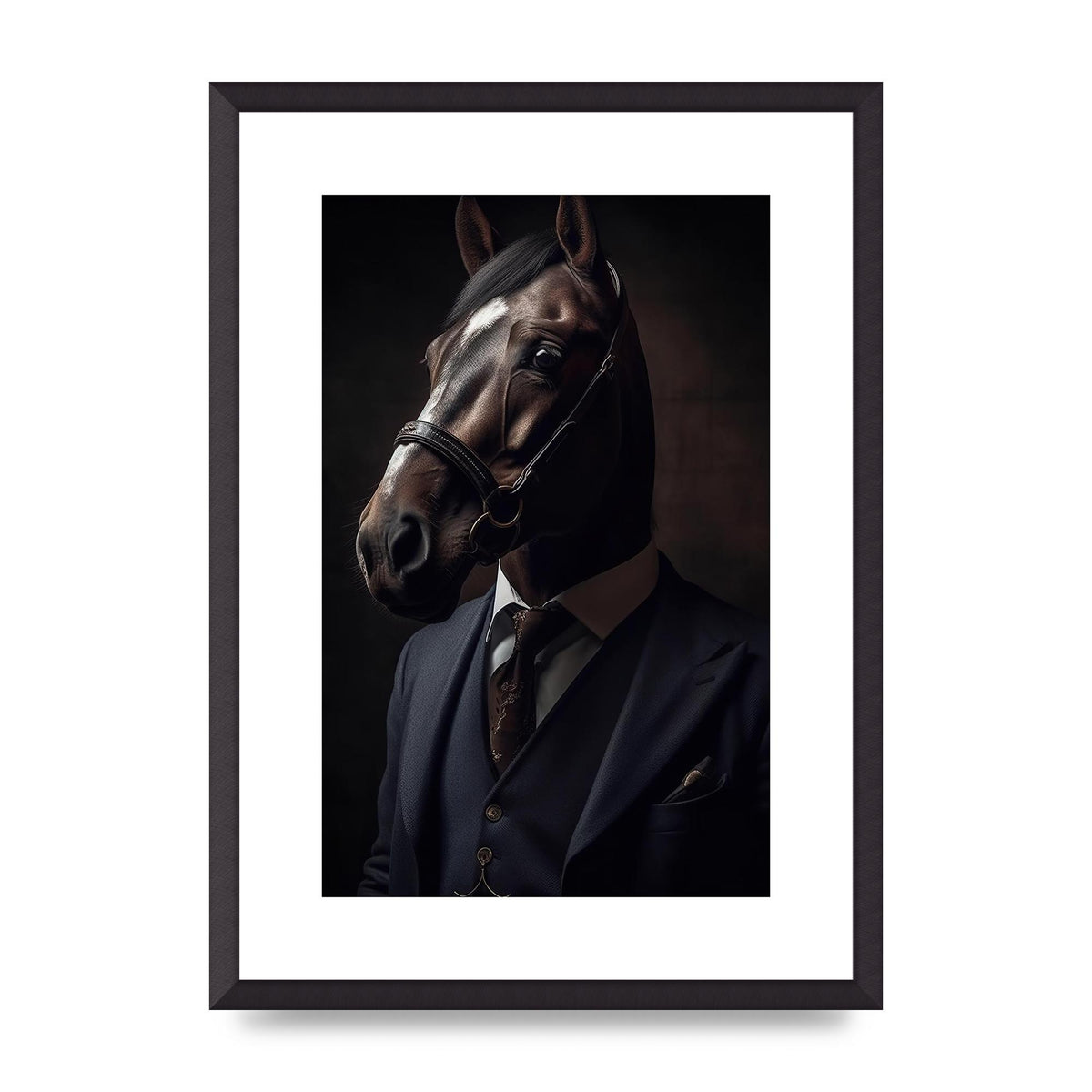 Sophisticated Horse Portrait in Blue Suit: Classy Animal Art