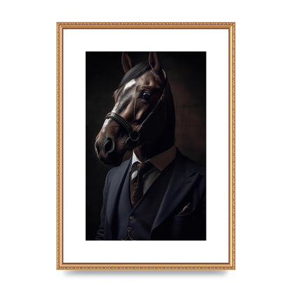 Sophisticated Horse Portrait in Blue Suit: Classy Animal Art