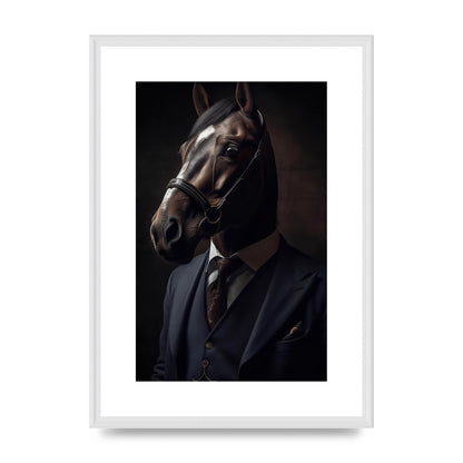 Sophisticated Horse Portrait in Blue Suit: Classy Animal Art