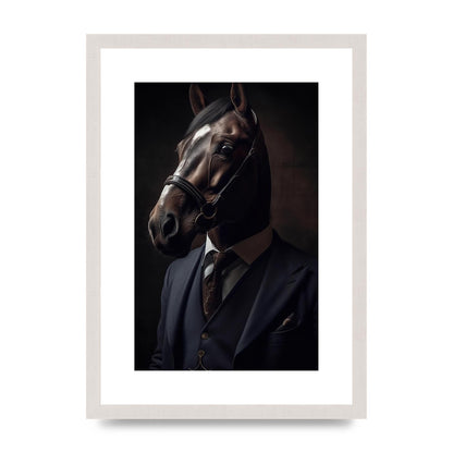 Sophisticated Horse Portrait in Blue Suit: Classy Animal Art