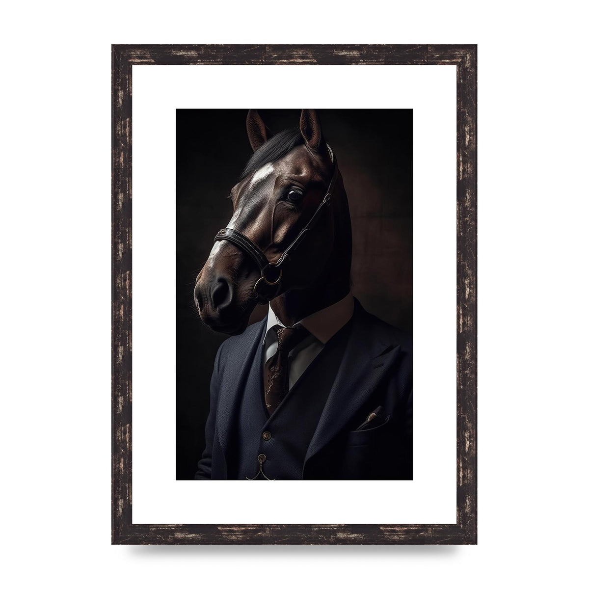 Sophisticated Horse Portrait in Blue Suit: Classy Animal Art
