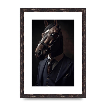 Sophisticated Horse Portrait in Blue Suit: Classy Animal Art
