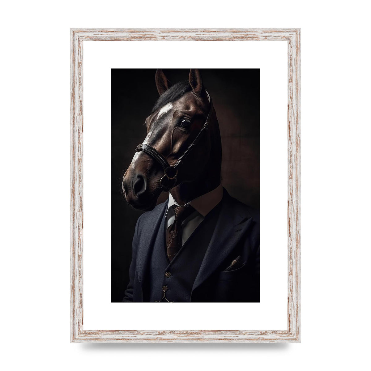 Sophisticated Horse Portrait in Blue Suit: Classy Animal Art