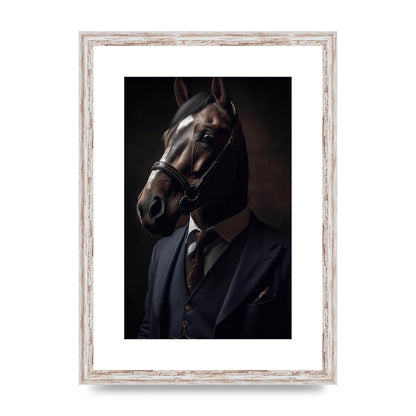 Sophisticated Horse Portrait in Blue Suit: Classy Animal Art