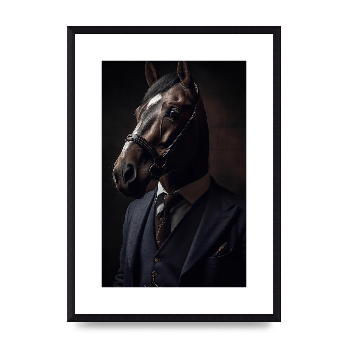 Sophisticated Horse Portrait in Blue Suit: Classy Animal Art