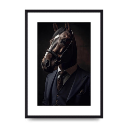 Sophisticated Horse Portrait in Blue Suit: Classy Animal Art