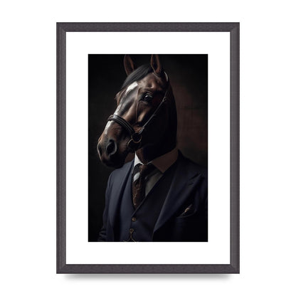 Sophisticated Horse Portrait in Blue Suit: Classy Animal Art